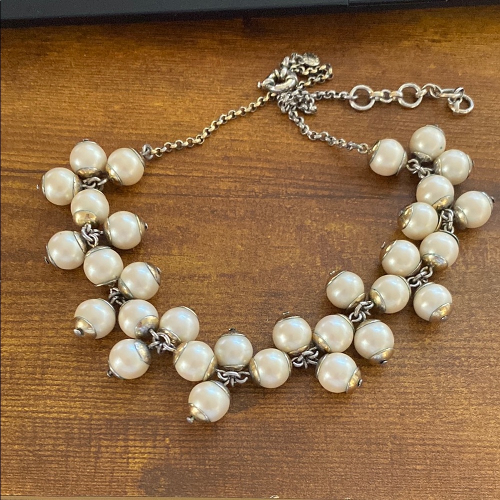 J. CREW FAUX PEARL Necklace Large Cluster Adjustable 16" - 20"